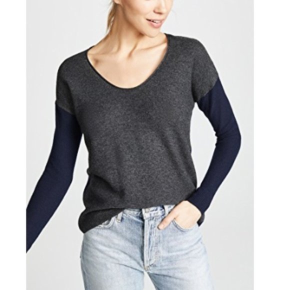 Madewell Kimball Colorblock Sweater Navy/Grey - Picture 3 of 11